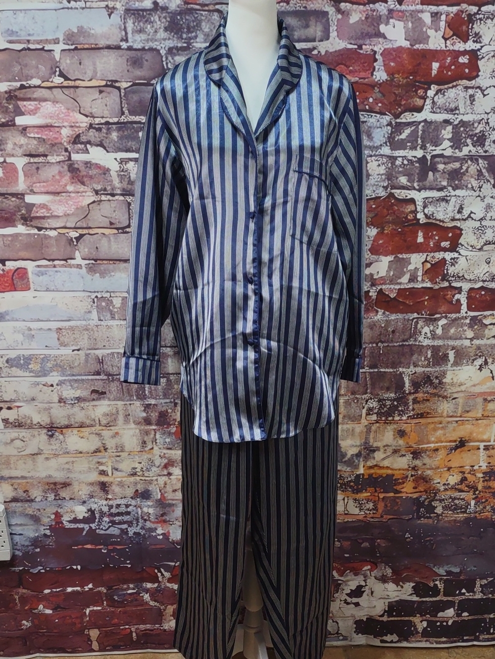 Romantic Moods Striped Satin Pajama Set